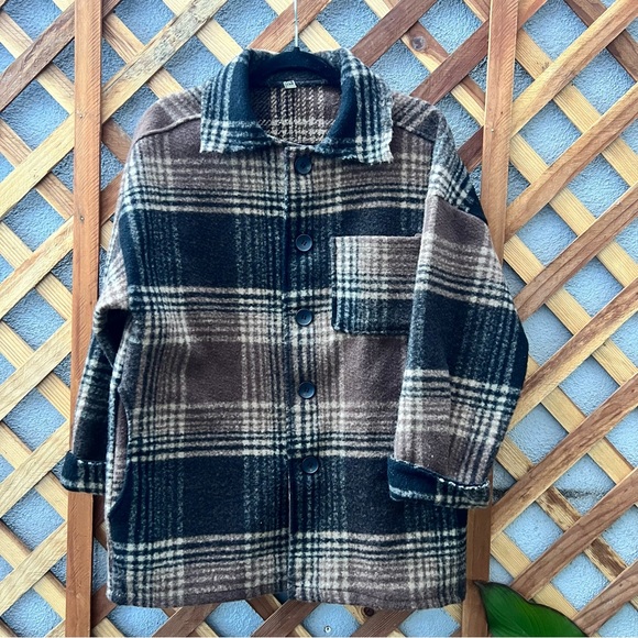 Wool Pleaded Brown Jacket - Picture 1 of 8